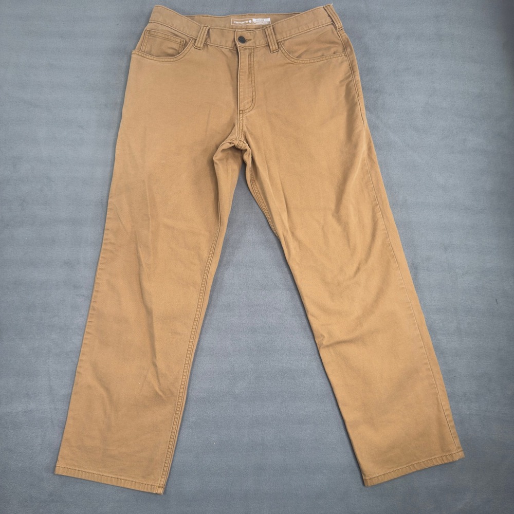 Carhartt Relaxed Fit Canvas Work Pants Mens 32x30 Tan Brown Utility Trousers